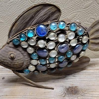 Stained Glass Metal Fish Decor Porch Garden