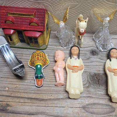 Small Desk Decor Lot - Figures Toys And More - Antique 