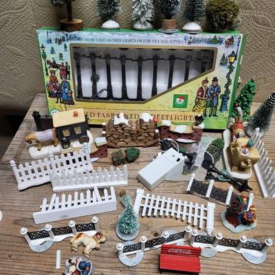 Christmas Village Accessories Lot - Metal, Ceramic, And Plastic - Vintage 
