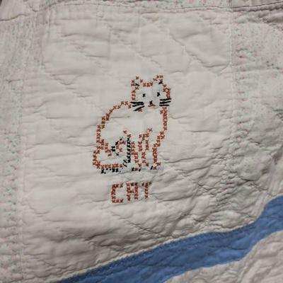 Baby Quilt Embroidered Vintage 