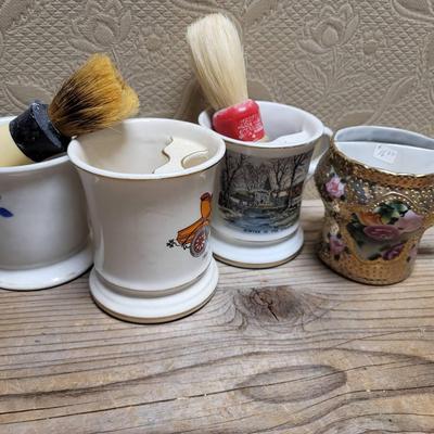 Shaving Cups And Brushes Lot - Mixed Style - 6 Pieces