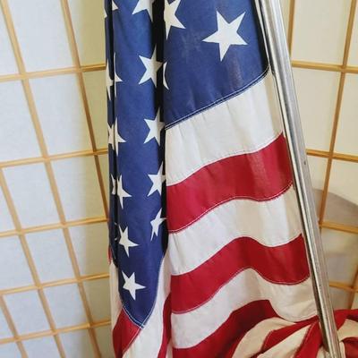 American Flag 50 Star With Flag Pole Vintage 