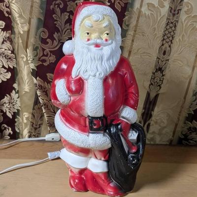 Santa Claus Plastic Blow Mold Empire 13" Light Up Yard Ornament Christmas Décor Vintage 1968