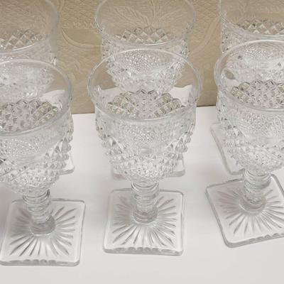 Westmoreland Hobnail Goblets Clear Glass - 6 Pieces