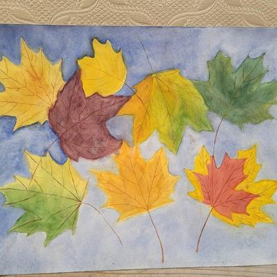 Watercolor Painting Falling Leaves Botanical Study 