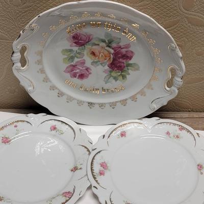 Floral Antique Dishware Bread Plate And 2 Lunch Plates - 3pc