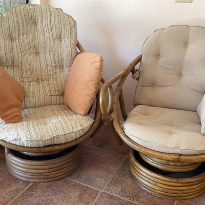 Bamboo Rattan Swivel Rocking Chairs 