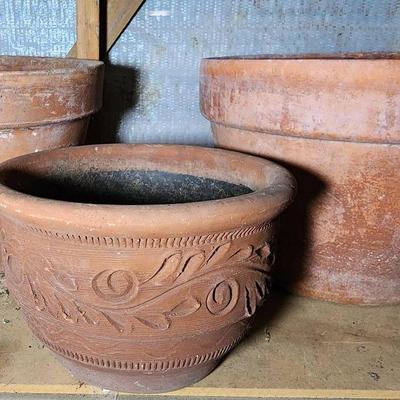 Three Large Terra Cotta Planters