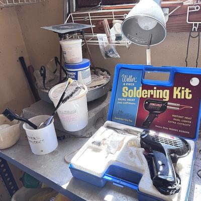 Metal Table And Soldering Supplies 