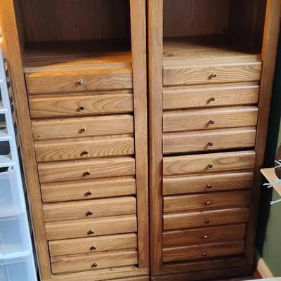Two Vintage Crafting Cabinets 