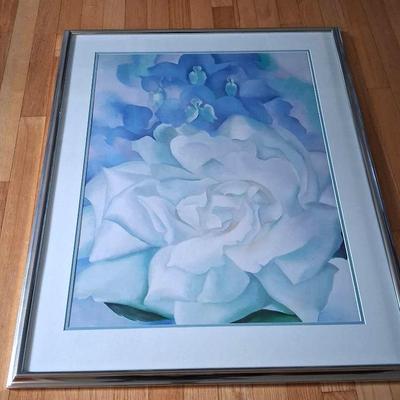 Georgia O'Keefe "White Rose With Larkspur #2" Print 