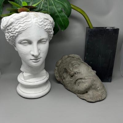 Decorative Elements: 2 Busts & a Vase