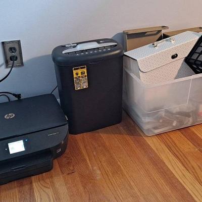 HP Envy Photo 7155 Printer, Paper Shredder, and Office Supplies