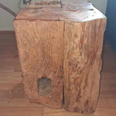 Sculptural Wood Side Table 