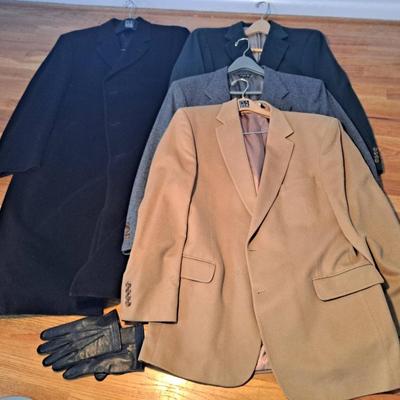 Men's Clothing Lot:  Wool Overcoat and More