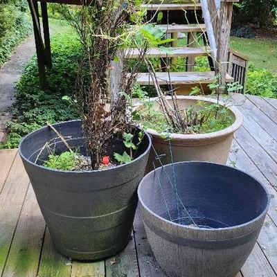 Three Large Plastic Patio Planters