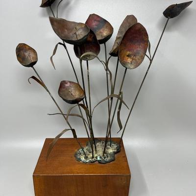 Wood & Metal Brutalist Tabletop Sculpture