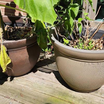 Pair of Large Plastic Patio Planters #1