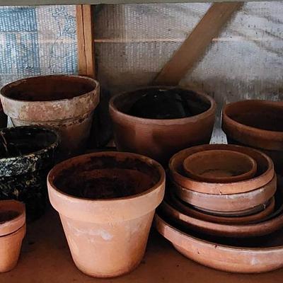 Assorted Terra Cotta Small/Medium Planters And Bases