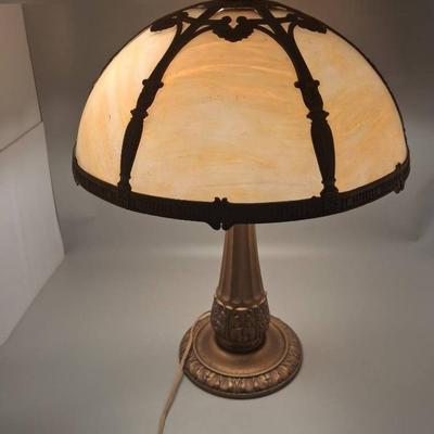 Antique E. Miller Slag Glass Lamp 