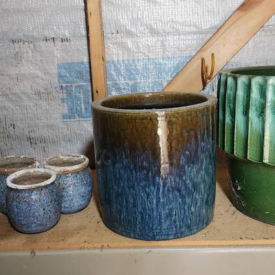 Four Glazed Ceramic Planters