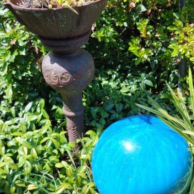Turquoise Orb & Small Pedestal Planter 