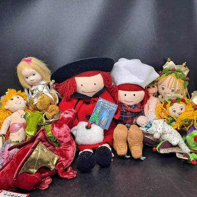 Cloth Dolls:  Madeline and Eloise Plus Plushies