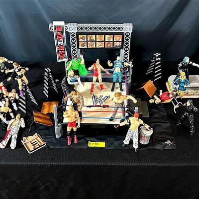 BF235 WWE Wrestling Ring Playset With Several Action Figures.  