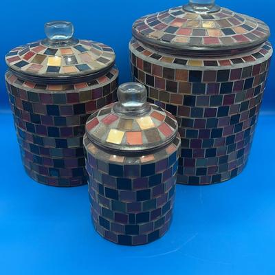 BF132 Mosaic Glass Canisters with lids