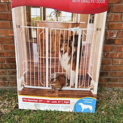 BF342 Extra Tall Walk-Through Gate With Small Pet Door
