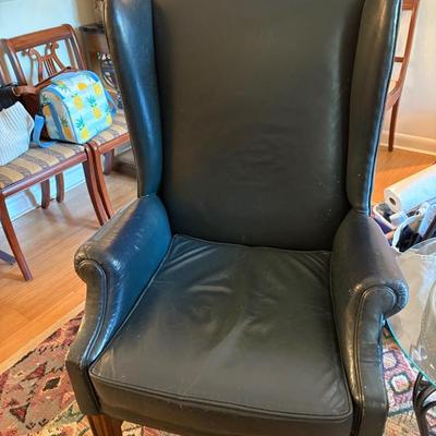 Sale Photo Thumbnail #9: Leather wingback chair $99