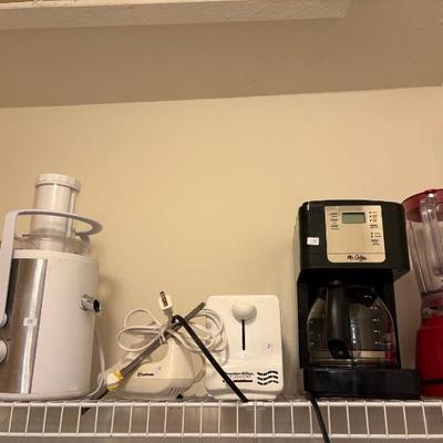 Sale Photo Thumbnail #101: blender $9 
Mr. coffee $15
toaster $6
food chopper $12
electric knife $4