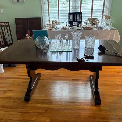 Sale Photo Thumbnail #130: Ethan Allen extension tresses table $475
69" with two 15" leaves X 38 X 30"