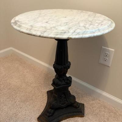 Sale Photo Thumbnail #187: 18 X 25" marble and cast iron table $169