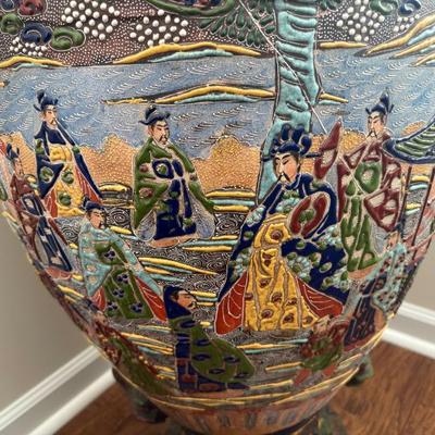 Sale Photo Thumbnail #31: Antique Japanese Mariage Satsuma floor vase $485 as is