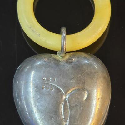 Sale Photo Thumbnail #7: Sterling Silver Antique Baby Rattle Teething Ring