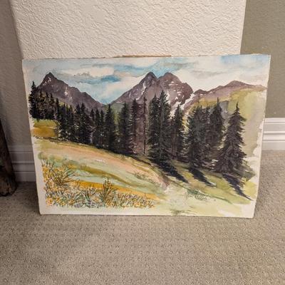 Lot #123 - Mountain Landscape Watercolor Art