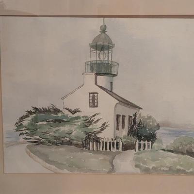Lot #122 - Original San Diego Watercolor Painting Of Old Point Loma Lighthouse