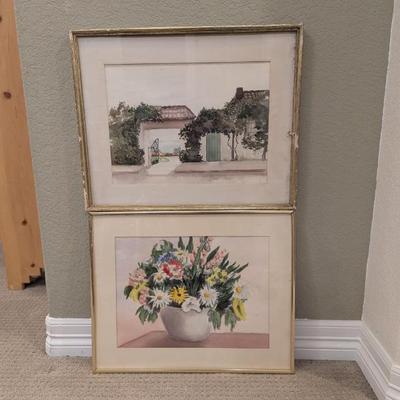 Lot #61 - Two Framed Original but Unsigned Watercolors Wall Art