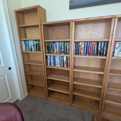 Lot #3 - Solid Oak Bookshelf Set with Adjustable Shelves