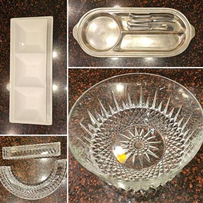 Lot #112 - Serving Lot Including Baccarat Crystal, and Arcoroc Starburst Glass Bowl