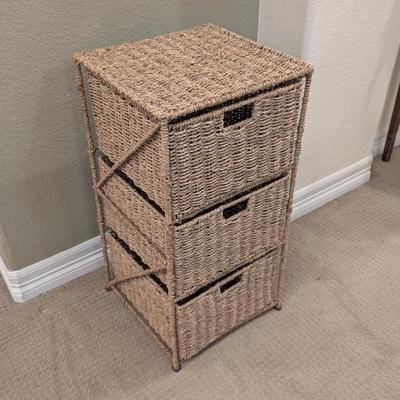 Lot #50 - Natural Woven Wicker Storage Unit with Three Drawers
