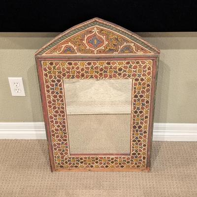Lot #60 - Hand Painted Wooden Moroccan Wall Mirror