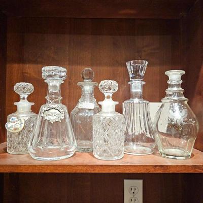 Lot #94 - Vintage Glass & Crystal Decanter Lot, Including Baccarat Crystal Decanters