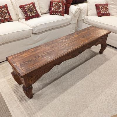 Lot #89 - Made in Mexico Rustic Wooden Bench or Coffee Table with Scalloped Edges
