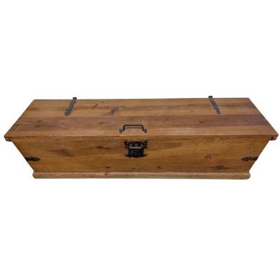 Lot #201 - Rustic Wooden Chest with Decorative Metal Hardware