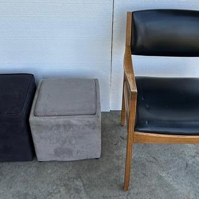 MCM Accent Chair And Storage Ottomans