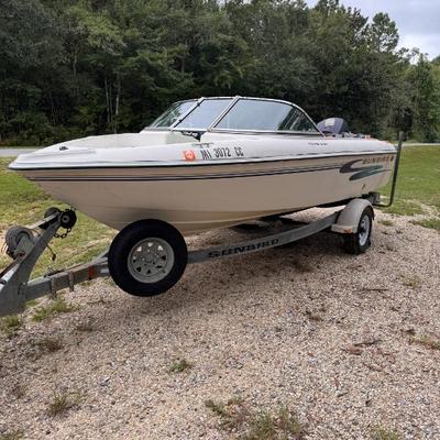 1997 Sunbird 170 Fish and Ski boat. 90 hp 25 stroke. Fires right up. Boat and trailer in sound condition. Steering is locked. 