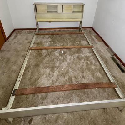 Vintage Wood & Laminate Bookcase Headboard Bed Frame