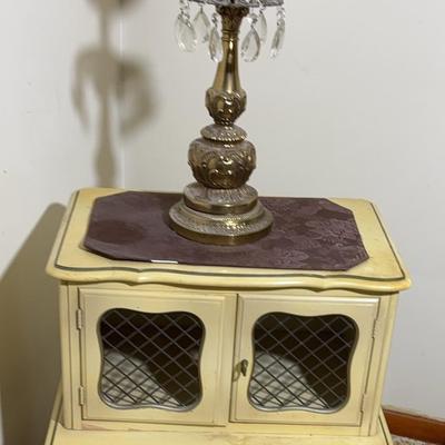 Vintage French Provincial Step-Back Nightstand With Lamp 